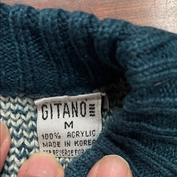 Vintage Gitano Sportswear Teal and Cream “Spirit’ Sweater - Picture 7 of 8